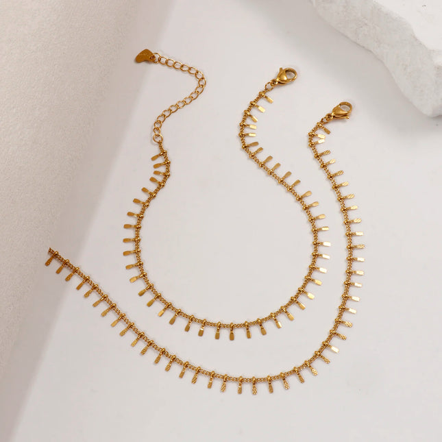 Minimalist Stylish 18K Real Gold Plated Tassel Anklet For Women Gift 304 Stainless Steel Handmade Link Chain Jewelry 23cm long