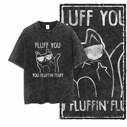COOLMIND DB cat Printed Cotton Acid Washed Exclusive Graphic Unisex T Shirt Cool Streetwear Men Tshirts Big Size Tee for men