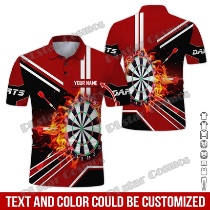 PLstar Cosmos Darts Team Custom Name 3D All Over Printed Premium Men's Polo Shirt Summer Street Casual Short sleeve shirt WK62