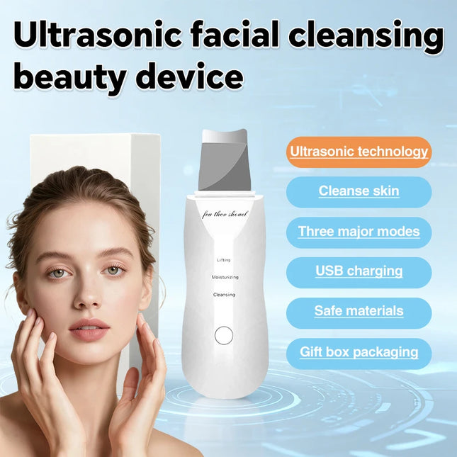 Deep vibrating facial cleansing scraper/ultrasonic facial cleansing device, exfoliating blackhead remover/facial massager