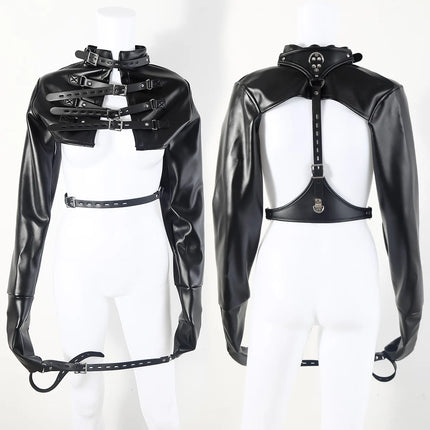 PU Bondage Jacket Hand Arm Restriction Bed Bondage Slave Training BDSM Sex Game Cosplay for Couple Body Restrain Fetter Handcuff