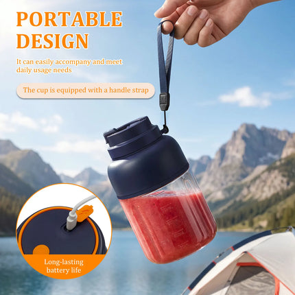 1L Portable Electric Juice Maker Blender with Dual Lid USB Rechargeable Blender Cup for Shakes Smoothie Travel Fresh Juicing Cup