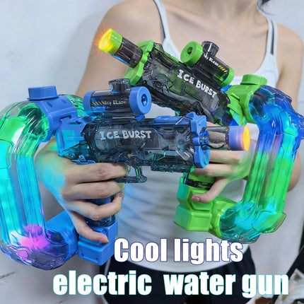Ring-shaped Electric Water Gun Kids Cool Toy Automatic Water Squirt Gun with Colorful Lights and Sound Summer Outdoor Toy Gift