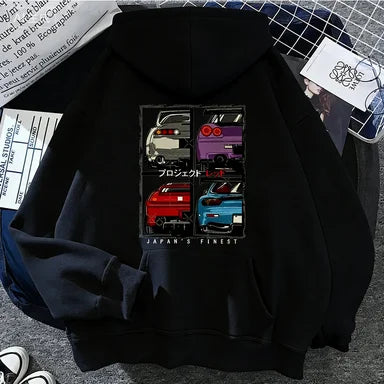 2025 Jdm Style Printed Hoodie Unisex Men Women Casual Fashion Hooded Pullover Sweatshirts Long Sleeves Y2k Streetwear Clothing