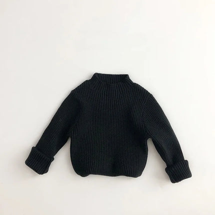 1-6Y Autumn and Winter Knitted Base Sweater Children's Clothing Forest Series Boys Girls Inner Solid Color Mid High Neck Sweater