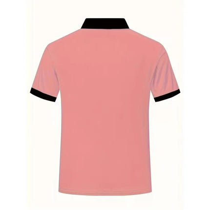 100% Polyester Men Summer Short Sleeve Lapel Polo Shirt New Fashion Stripe Tops Polo Shirt