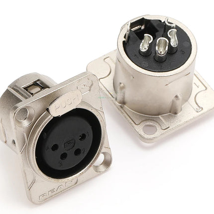 HF XLR Gold plated 4 Pin Male Female Panel  Audio Microphone Jack  Socket Connector D-type Mount Amplifier Receptacle YS1464BG