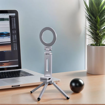 For Magsafe Airplane Phone Holder Foldable Tripod Portable Magnetic Phone Holder 360 Rotating Travel Phone Stand
