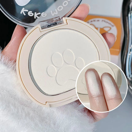 Cute Claw Monochrome Highlights Powder Face Matte White Pink Blusher Brightening Setting Powder Concealer Compact Makeup Palette