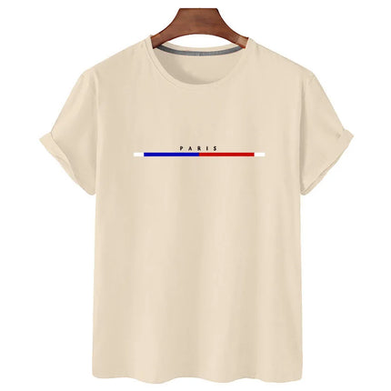 Women's T-shirt 100% Cotton Paris Fashion Short Sleeved Top Loose Plus Size Shirt Short Sleeves Women Tee Cotton Women's T-shirts