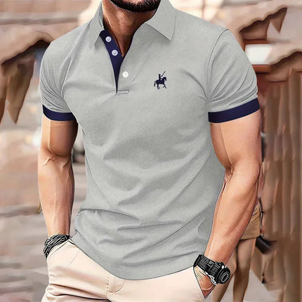 New men's T-shirt, classic short-sleeved Polo shirt, summer top, casual T-shirt, button-down lapel, oversized S-2XL casual Polo