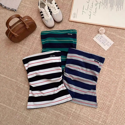 Ultra Sexy Striped Pure Desire Backless Vest with Anti-Slip Strip Integrated Cotton Camisole Tank Top Women's Fashion