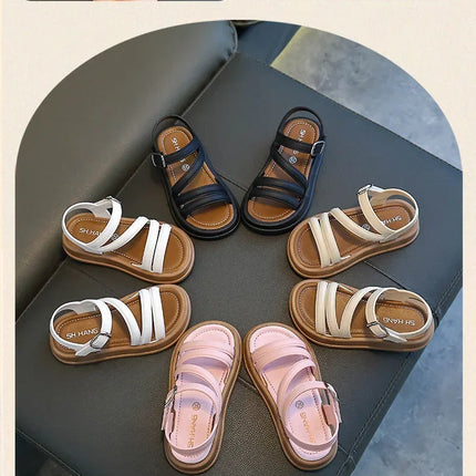 Elegant Summer New Style Korean Version Princess Children's Sandals Elegant Open Toe Stylish Versatile Cute Student Sandals