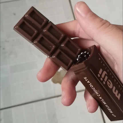 Hot Japanese Style Simulated Meiji Chocolate Fidget Toy Bendable Snap Stress Relief Keychain Pendant Creative Gift