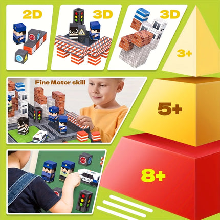 Puzzle Learning Magnetic Blocks, Can Be Constructed, Dismantled, and Rebuilt Freely, Enhancing Concentration and Imagination