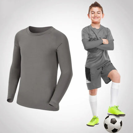 Kids Children Boy Girl Compression Running Long T Shirt Fitness Sport Basketball Football Gym Sportswear Soccer Clothes 25