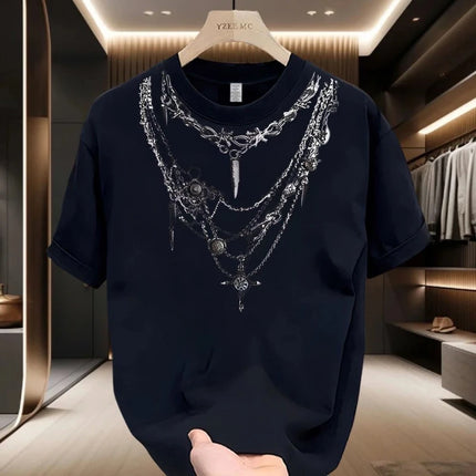 Summer New High Street Youth Short Sleeve Pullovers Top O-neck Print Loose Plus Size Trend T Shirts Fashion Casual Men Clothing