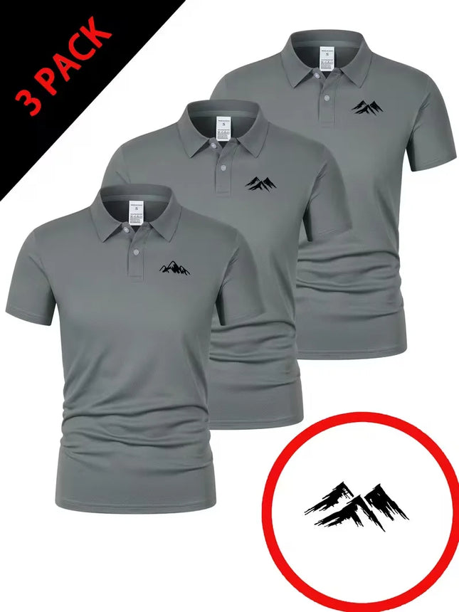 3 pieces of 2026 summer men's solid color polo shirts, men's short sleeved button down T-shirts, lightweight lapel streetwear,