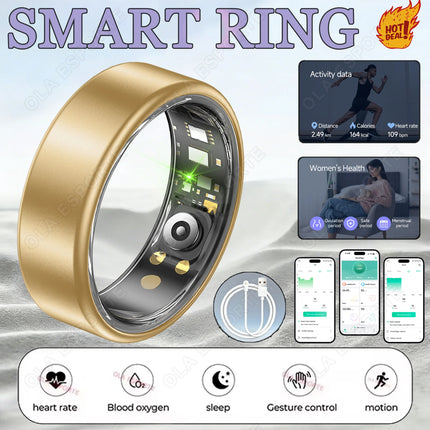 All Size（6-14） Smart Ring for Women Men Healthy Heart Rater Blood pressure Monitor Waterproof Take Photo Control Smartring Sport