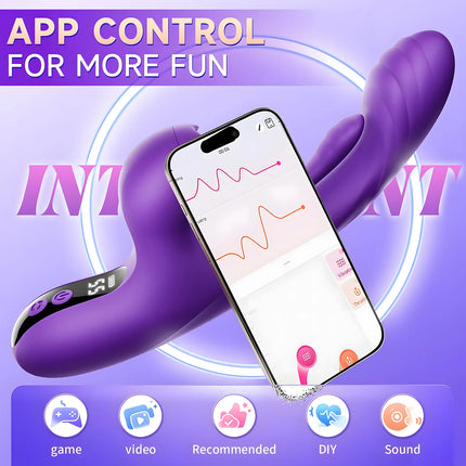 3 IN 1 App Control Tapping Flapping Vagina Rabbit Vibrator for Women Wiggle Tongue G-Spot Masturbator Adult Sex Toys for Women