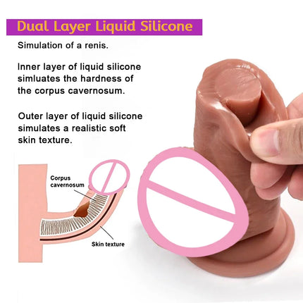 2 Colors Realistic Soft Big Dildo Suction Cup Male Cock Couples Masturbation Double Silicone Fake Penis Woman Anal Adult Sex Toy