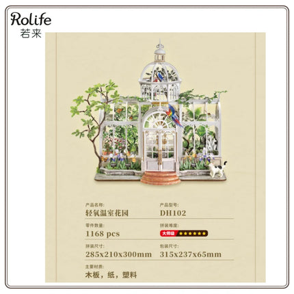 Original Rolife Light Oxygen Greenhouse Garden Handmade DIY Assembly Art House Miniature Model High Difficulty Assembly Toy Gift