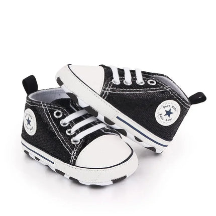 2024 Newborn Sequined Canvas Baby Sneakers Casual Baby Boys Girls Toddler Multi-Color Soft Sole Non-slip Walking Shoes