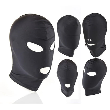 Elastic Full Cover Face Mask Wet Look Breathable Open Eyes Zip Mouth Slave Queen Roleplay Unisex Headgear sex toys for Couples