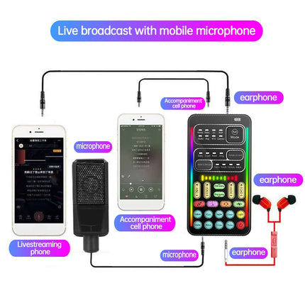 Voice Changer Microphone Bluetooth Mic Wireless For iPhone Android Mobile Cell Phone PC Mini Live Sound Card Mixer Recorder Kit