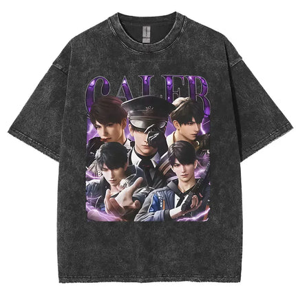 Funny Girl Dinner Caleb Graphic Tee Shirt Love and Deepspace Novelty Cotton T Shirts Fashion High Quality Vintage Washed T-Shirt