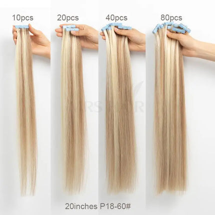 MRS HAIR Invisible Tape Hair Extensions Hand Tied Tape in Hair Extensions Human Hair Natural Adhesive Tape Extension 10pcs/pack