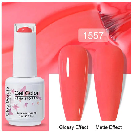 Clou Beaute 15ml Nail Gel Polish Vernis Semi Permanent UV LED Lamp Lakiery Hybrydowe Hema Free Red Nail Art Gel Lacquer Gel