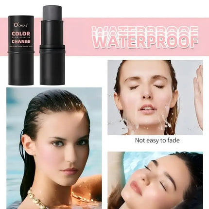Color-Changing Blush Stick Blusher Cream 3-in-1 Pink Color with Long-Lasting Makeup Easy Application