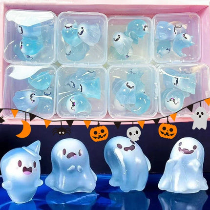 Ghost Keychain Luminous Keyring Halloween Key Holder Glow in The Dark Pendant Cartoon Resin Charm for Backpack Earphone Car Keys