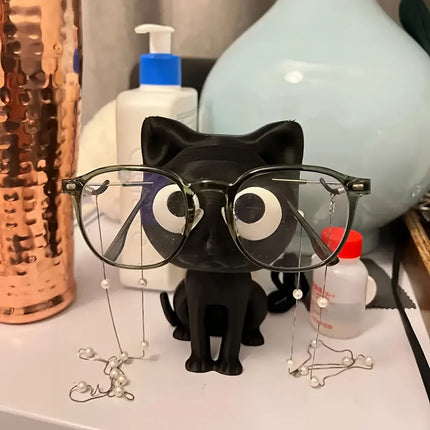 3D Printed Cat Design Glasses Holder Cute Desktop Eyeglass Stand Storage Organizer Home Office Decor Holiday Gift