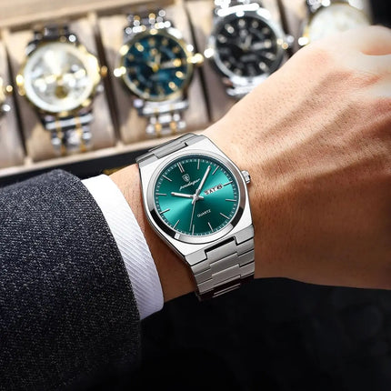 POEDAGAR Exquisite Business Men's Watch Stainless Steel Waterproof Luminous Man Wristwatch Date Week Classic Men's Quartz Watches