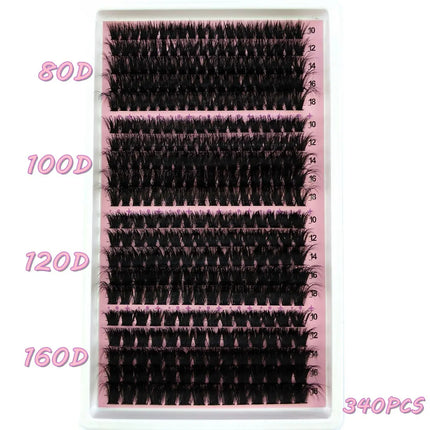 New 340/390pcs 40-160DMix 8D Fluffy Individual Lashes Clusters Extensions False Eyelash DIY at Home Cluster Makeup Eyelash Tools
