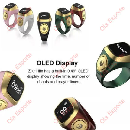 2025 IQibla Smart Zikr Ring Praise Tasbih Tally Electronic Digital Counter for Muslims Prayer Time Vibration Reminder Waterproof
