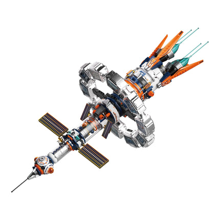 JAKI Simulation Electric Rotating Space Station Building Blocks Set, Home Toy Ornament Model Assembly, Adult Birthday Gift