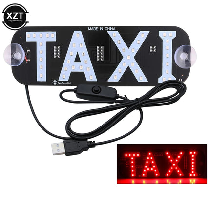 12V LED Car Taxi Indicator Windshield Lamp Taxi  Light License Plate Lamp Energy-saving Long-life Lamp USB Cable with Switch