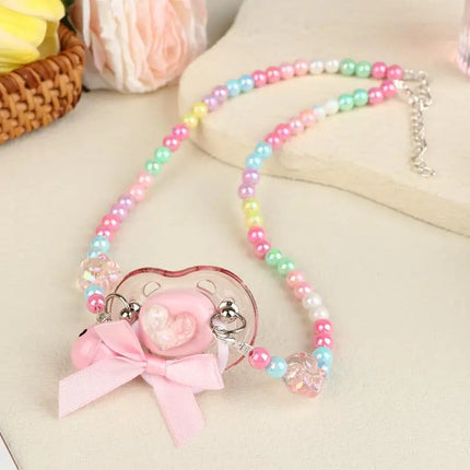 Sweet Beads Chain Pacifier Gag Collar Couple Toy Soft Silicone High-end Adult Pacifier Creating An Exclusive Luxury Leisure Time