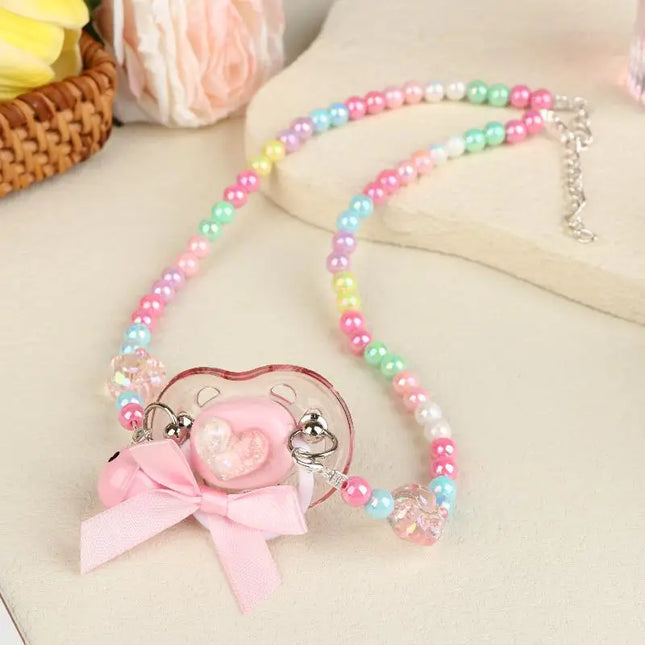 Sweet Beads Chain Pacifier Gag Collar Couple Toy Soft Silicone High-End Adult Pacifier Creating An Exclusive Luxury Leisure Time