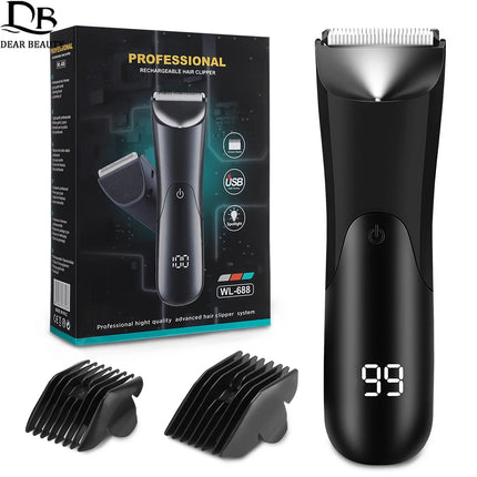 Professional Groin Body Hair Trimmer Electric Shaver For Men Pubic Ball Bikini Chest Hair Removal Ceramic Blade Grooming Razor