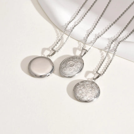 Vnox Never Fade Silver Color Stainless Steel Women Locket Pendant, Openable Heart Pendant Necklaces, Life Tree Floral Collar