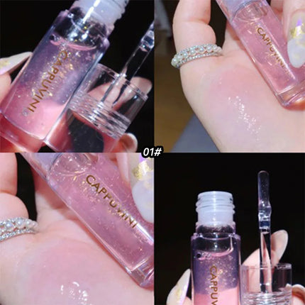 Cappuvini Ice Stick Shape Lip Oil Balm Transparent Texture Moisturizing Hydrating Luminous Lips Long-Lasting Moisture,