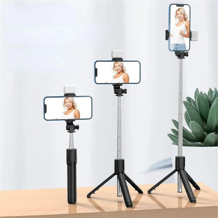 Wireless Bluetooth Selfie Stick Tripod With Fill Light Remote Shutter Extendable 360° For iPhone Samsung Xiaomi Vlog Live Holder