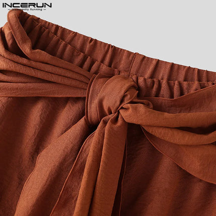 INCERUN Fashion Summer Spring Men Casual Pants Harem Pant Pleated Long Trousers Streetwear Oversize Men's Clothing S-5XL
