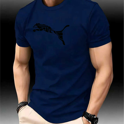 New Summer Luxury Men's Fashion Fox Leopard Print T-shirt Crewneck Casual Trend Y2K High-end High Quality Fitness Sports T-shirt