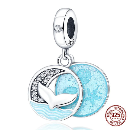 Charm 925 Silver Blue Ocean Life Theme Charm Beads Fit 3mm Original Bracelet For Women DIY Pendants Luxury Jewelry Gift Hot Sale