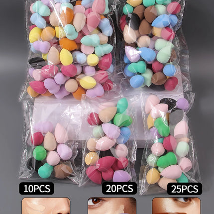 10/20/25/50/100PCS Latex-Free Makeup Sponges | Random Colors & Shapes for Liquid/Cream/Powder | Blending Beauty Sponge Bulk Set